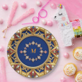 Mittelalterliche Kunst Goldene Ornamente Pappteller (Party)