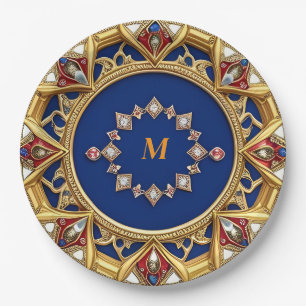 Mittelalterliche Kunst Goldene Ornamente Pappteller