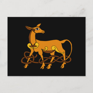 Mittelalterliche Kunst keltischer Knoten Braun Hir Postkarte