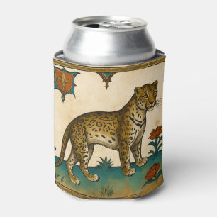 Mittelalterliche Kunst Leopard mit roten Blume Dosenkühler