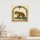 Mittelalterliche Leopard Illustration Alte Kunst Poster (Küche)