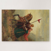 Mittelalterliche Liebhaber fliehen mit ihrem Pferd Puzzle (Horizontal)