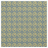 Mittelalterliche Löwen, blau gelb Stoff (Muster)