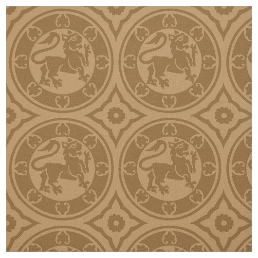 Mittelalterliche Löwen, Burnt Caramel Stoff (Muster)