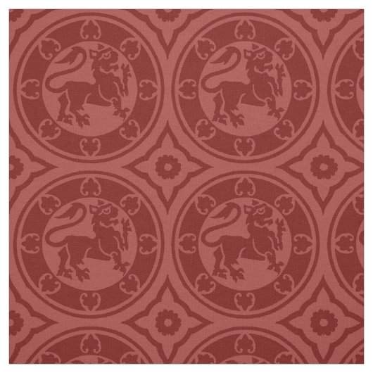 Mittelalterliche Löwen, dunkelrot Stoff (Muster)