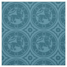 Mittelalterliche Löwen, Peacock Blue Stoff