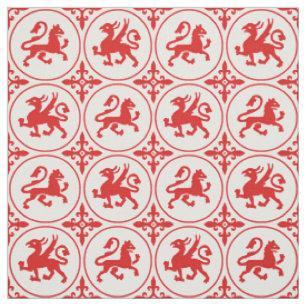 mittelalterliche Löwen und Griffins Stoff
