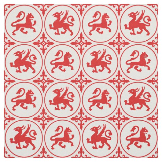 mittelalterliche Löwen und Griffins Stoff (Muster)