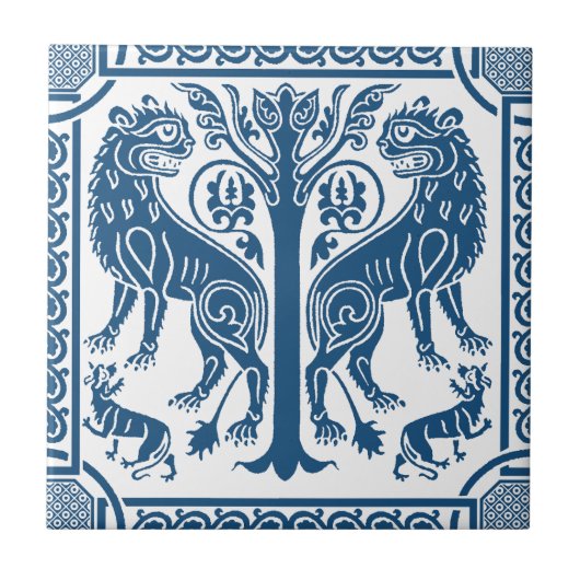 Mittelalterliche Löwen und Keramik Fliese (Vorderseite)