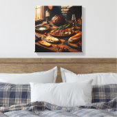 Mittelalterliche Mahlzeit Stretched Canvas Print Leinwanddruck (Insitu (Schlafzimmer))