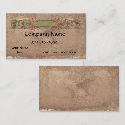 Mittelalterliche Manuskript-Fahne Visitenkarte (Vorne/Hinten)