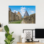 Mittelalterliche Mauern von Carcassonne Poster (Heimbüro)