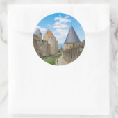 Mittelalterliche Mauern von Carcassonne Runder Aufkleber (Tasche)