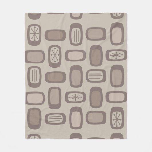 Mittelalterliche MCM abgerundete Rechtecke Taupe Fleecedecke (Vorderseite)