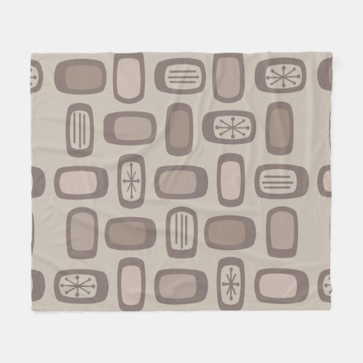 Mittelalterliche MCM abgerundete Rechtecke Taupe Fleecedecke (Vorderseite (Horizontal))