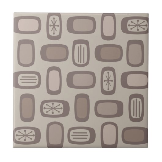 Mittelalterliche MCM abgerundete Rechtecke Taupe Fliese (Vorderseite)