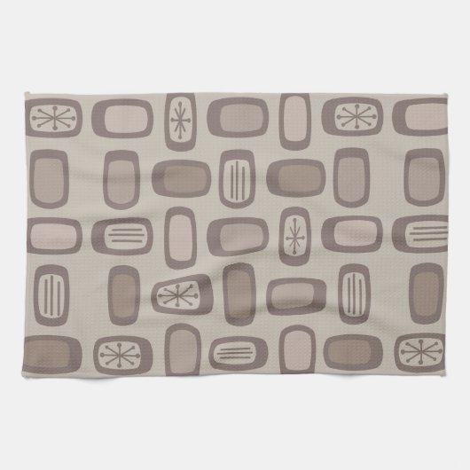 Mittelalterliche MCM abgerundete Rechtecke Taupe Geschirrtuch (Horizontal)