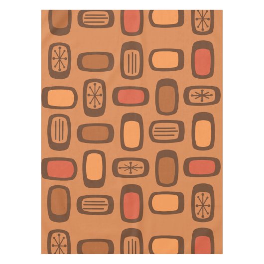 Mittelalterliche MCM gerundete Rechtecke Burnt Ora Tischdecke (Vorderseite)