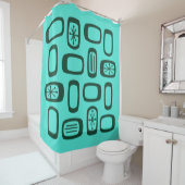 Mittelalterliche MCM gerundete Rechtecke Türkis Duschvorhang (Beispiel)