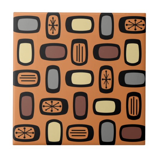 Mittelalterliche MCM Rundrechtecke Orange Brown Fliese (Vorderseite)