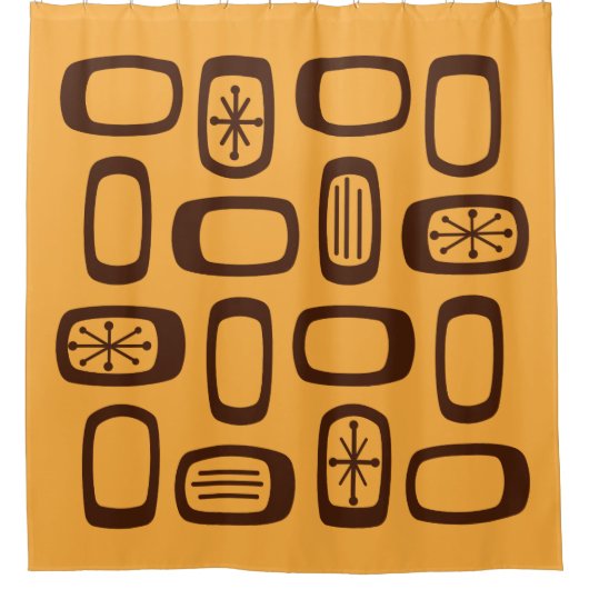 Mittelalterliche MCM-Rundrechtecke Orange Duschvorhang (Vorderseite)