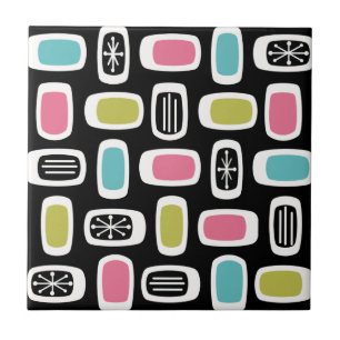 Mittelalterliche MCM Rundrechtecke schwarz farbig Fliese