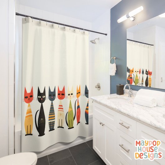 Mittelalterliche Mittelröhre Atomkatzenrosa Duschvorhang