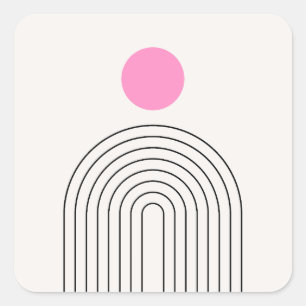 Mittelalterliche Moderne 01 Sonne und Regenbogen W Quadratischer Aufkleber