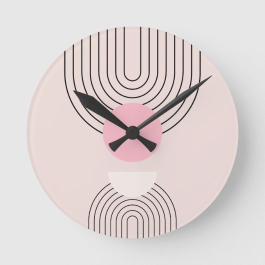 Mittelalterliche Moderne 06 Blush Pink Boho Arch Runde Wanduhr (Vorderseite)