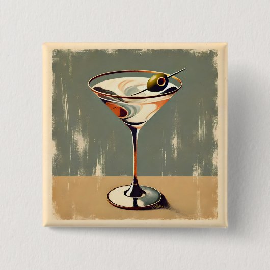 Mittelalterliche Moderne 1 Olive Martini Malerei Button (Vorderseite)