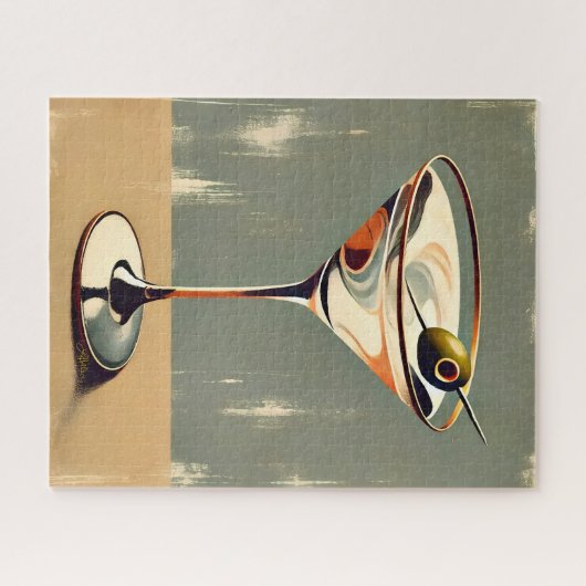 Mittelalterliche Moderne 1 Olive Martini Malerei Puzzle (Horizontal)