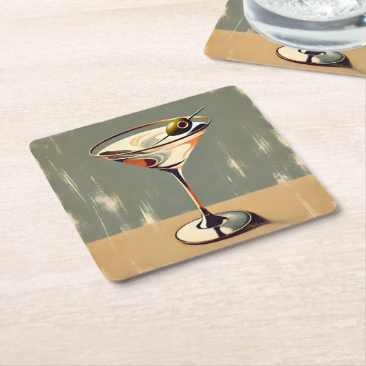 Mittelalterliche Moderne 1 Olive Martini Malerei Rechteckiger Pappuntersetzer (angewinkelt)