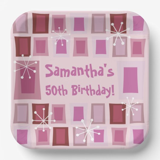 Mittelalterliche Moderne 50. Geburtstagspink Pappteller (Vorderseite)
