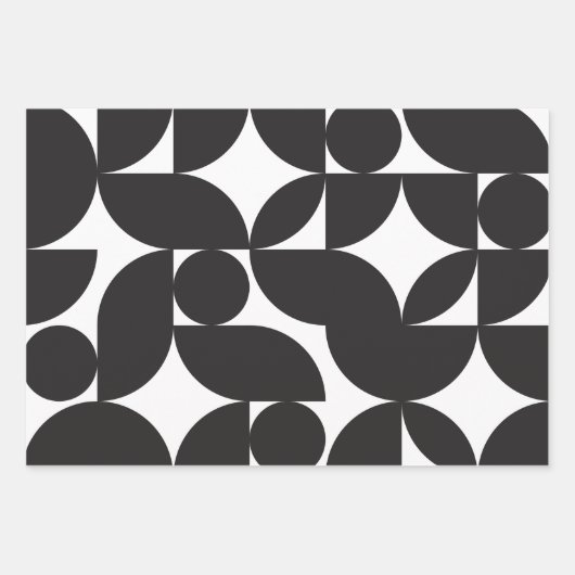 Mittelalterliche Moderne Abstrakt 26 Schwarz/Weiß Geschenkpapier Set (Vorderseite 2)