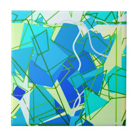 Mittelalterliche Moderne Abstrakt, Aqua & Cerulean Fliese (Vorderseite)