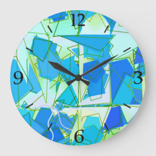 Mittelalterliche Moderne Abstrakt, Aqua & Cerulean Große Wanduhr