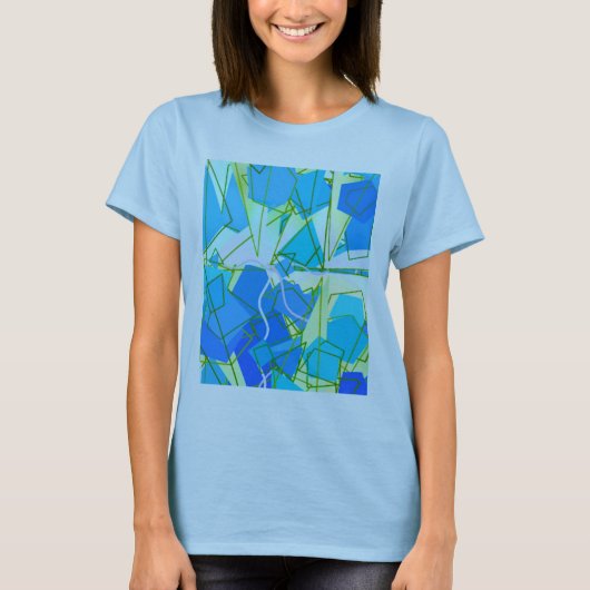 Mittelalterliche Moderne Abstrakt, Aqua & Cerulean T-Shirt (Vorderseite)