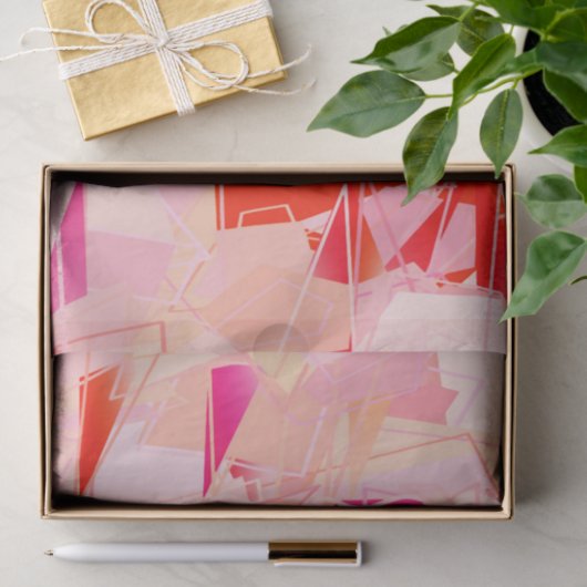 Mittelalterliche Moderne Abstrakt, Korallenrosa & Seidenpapier (Geschenk)