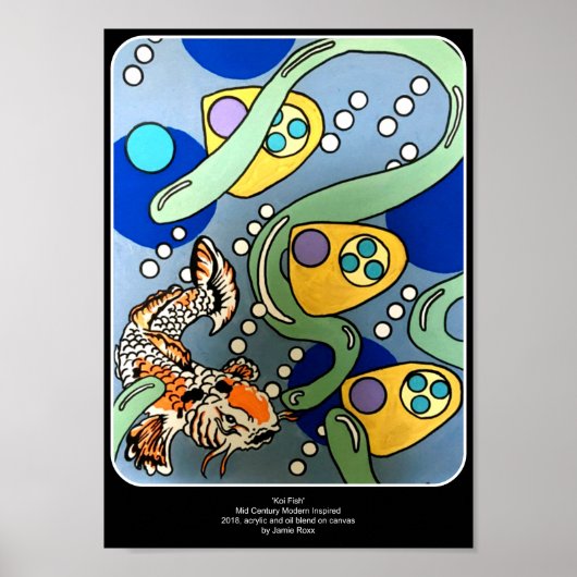 Mittelalterliche moderne Abstrakte Koi Fish Gemäld Poster (Vorne)