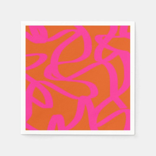 Mittelalterliche moderne Abstrakte Linien Orange u Serviette (Vorderseite)