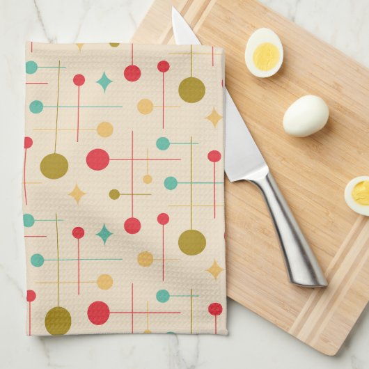 Mittelalterliche Moderne Abstrakte Muster 29 Creme Geschirrtuch (Viertel Falte)