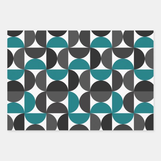 Mittelalterliche Moderne Abstrakte Muster Blau & W Geschenkpapier Set (Vorderseite)