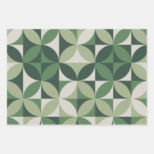 Mittelalterliche Moderne Abstrakte Muster Grün & G Geschenkpapier Set