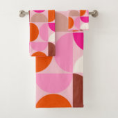 Mittelalterliche Moderne Abstrakte Muster Rosa Ora Badhandtuch Set (Insitu)