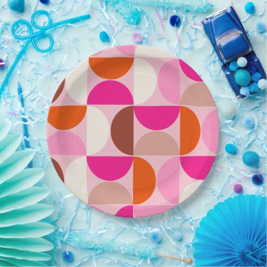 Mittelalterliche Moderne Abstrakte Muster Rosa Ora Pappteller (Party)