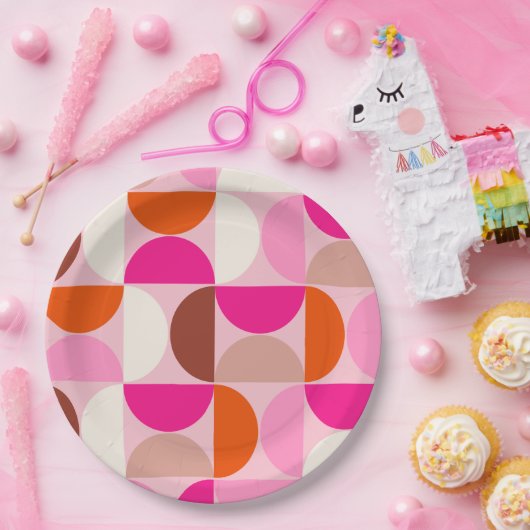 Mittelalterliche Moderne Abstrakte Muster Rosa Ora Pappteller (Party)