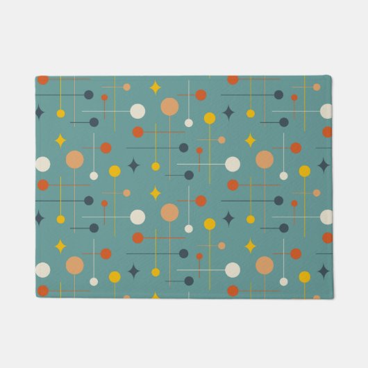 Mittelalterliche moderne atomare Aquamarine Abstra Fußmatte (Vorderseite)