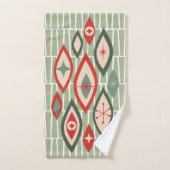 Mittelalterliche moderne atomare Formen grün, rot Badhandtuch Set (Handtuch)