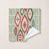 Mittelalterliche moderne atomare Formen grün, rot Badhandtuch Set (Waschlappen)