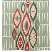 Mittelalterliche moderne atomare Formen grün, rot Duschvorhang (Vorderseite)